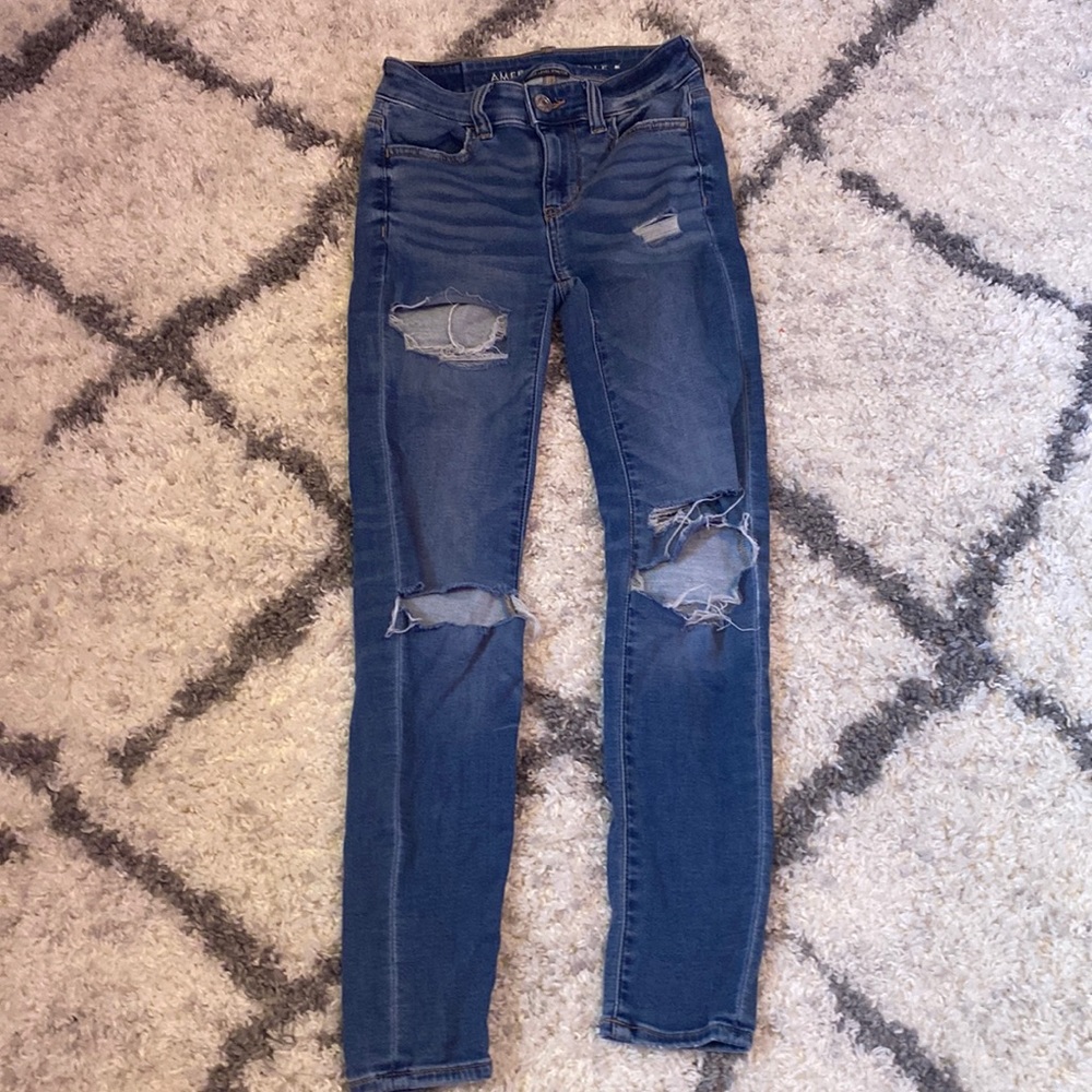 Blue skinny jeans